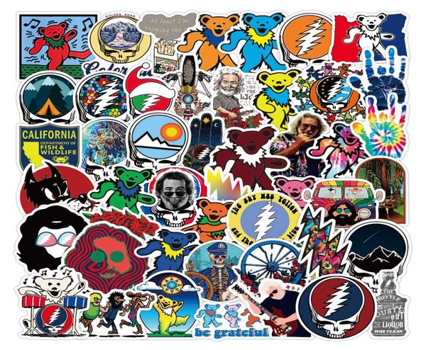 50 Unids / lote Música Rock Grateful Dead Pegatinas Frescas DIY Coche Bicicleta Viaje Equipaje Teléfono Portátil Impermeable Juguete Clásico Etiqueta Etiqueta 1276303