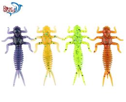 50pcslot zachte larve vissen Lure 60mm 14g Dragonfly larve larve kranse visserse aas levensecht siliconen dragonfly vissen tackl2019864