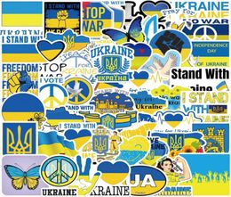 50pcslot ukraine autocollants Ukraine drapeau souhaiter des autocollants de graffiti pour les bagages de bricolage