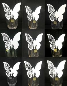 50pcslot blanc papillon laser coupé table marque de vin Verre de vin nom des cartes de lieu de mariage anniversaire baby shower de Noël fournit y76480573