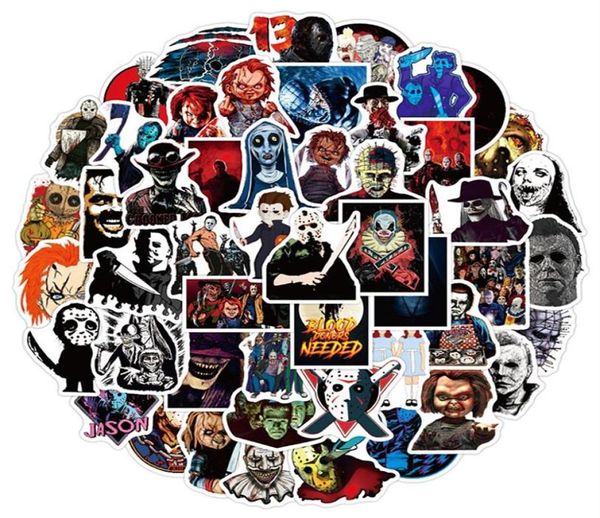 50pcspack Horror Movies Group Graffiti Stickers for Notebook Motorcycle Skateboard Computer Phone Mobile Phone Cartoon Toy Box287G242D2416940