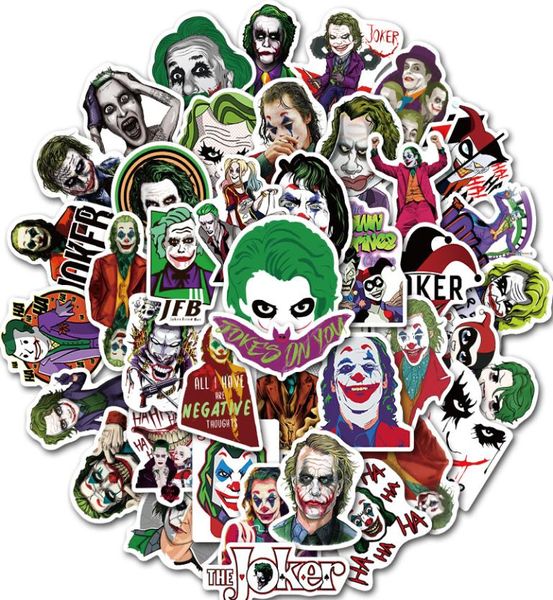 50pcsset Película mixta Las calcomanías de caricatura de Joker MotorcLeo de automóvil Libraz de viaje para la guitarra de la guitarra del nevera PVC Toy de juguete impermeable 7363294