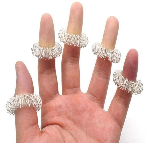 50 piezas de masaje de plata anillos de acupuntura para el cuidado de la salud masajeador de manos de acupresión alivio del dolor alivio del estrés ayuda a dormir herramientas 237B8249139