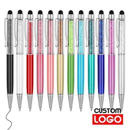 50pen Crystal Metal Ballpoint Pen Fashion Creative Stylus Touch for Write Stationery Office School Gift Free Custom 240528