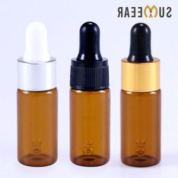 50 pièces / lot 10 ml Portable Amber Verre Grochet Bouteille d'huile essentielle avec des contenants cosmétiques vides Vruhj