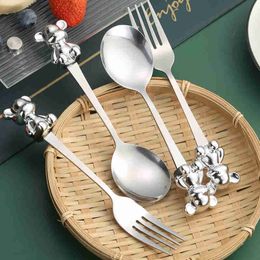 Ensemble de cuillères à glace à Dessert, outils à gâteaux, vaisselle pour étudiants, couverts, ensemble de cuillères, manche d'ours, cuillère à remuer pour le lait et le café, 50 pièces