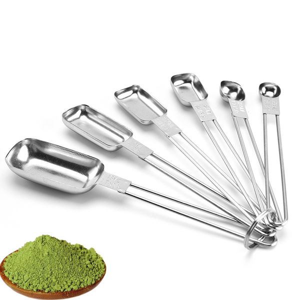 Juego de 50 cucharas medidoras de cabeza cuadrada pequeña, accesorios para hornear, mango de acero inoxidable, cuchara medidora de café, utensilios de cocina