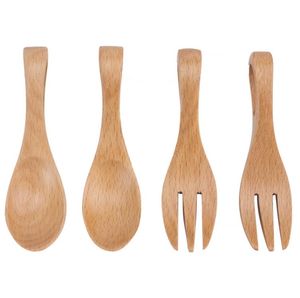 50set Wood Portable servies HOUTLOEN SETLY Sets Bamboo Spoon Fork Travel Dinware Pak Milieukeukengereedschap Groothandel SN4353