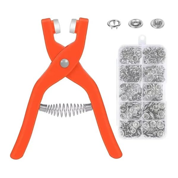 50sets 9.5 mm Botones de hebilla Botón de bricolaje de bricolaje Snap Claw Set Presión de mano Plier de hebilla de instalación de hebillas Kit para niños para niños