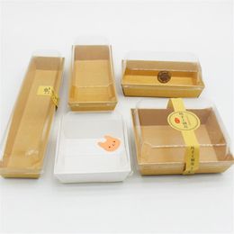 Boîte cadeau en carton blanc 50sets Bookie Boîtes de bricolage Paigne en plastique PVC Boîtes d'emballage Cupcake Kraft Paper Box avec couvercle transparent