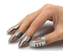 50 sets / partij Verstelbare roestvrijstalen handbeschermer vinger beschermer mes slice hak veilig plak kookgereedschap