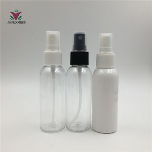 Bouteille de pulvérisation en plastique Transparent de haute qualité de 50ml, rechargeable avec pompe de pulvérisation à brume blanche, 50 ensembles/lot