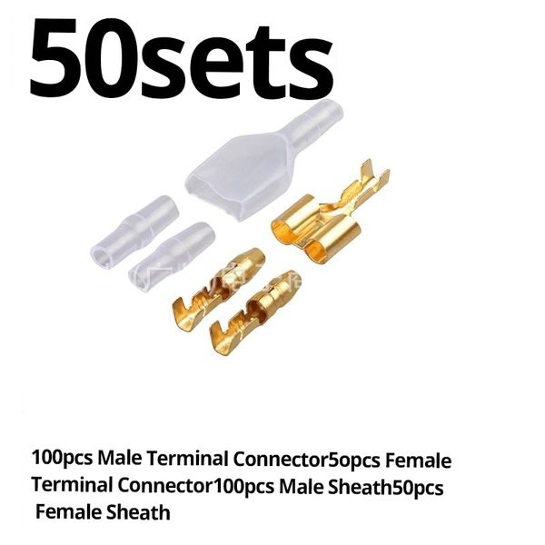 50sets una hembra y dos machos 4.0 Terminal de bala Conector de alambre eléctrico Diámetro Hembra 1 2 Revestencia transparente