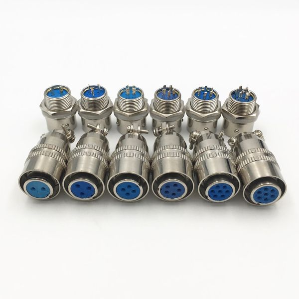 Freeshipping 50Sets XS12 Aviation Plug 12mm 2 3 4 5 6 7 broches Push-pull Air Plug Carré Rond Prise 3A 400v Connecteur Mâle et Femelle