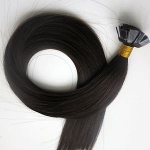Extensions de cheveux humains à pointe plate, cheveux pré-collés, 50g, 50 brins, 18, 20, 22, 24 pouces, # 1B/Off, produits capillaires indiens brésiliens noirs