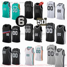 50e verjaardag nieuw bedrukt basketbalshirt Custom 7 Josh Richardson Jakob Poeltl Zach Collins Charles Bassey Dominick Barlow Hall Jerseys 6 Patch