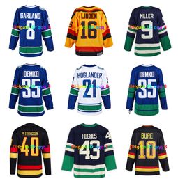 Quinn Hughes Elias Pettersson Canucks CCM Hockey Jersey Conor Garland Nils Hoglander Kuzmenko J.T.Miller Thatcher Demko Gino Odjick Pavel Bure Linden Taille S-XXXL