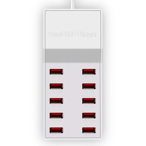 50W 10 puertos Cargador USB 5V / 10A Estación de carga rápida inteligente para teléfono Samsung Tablet