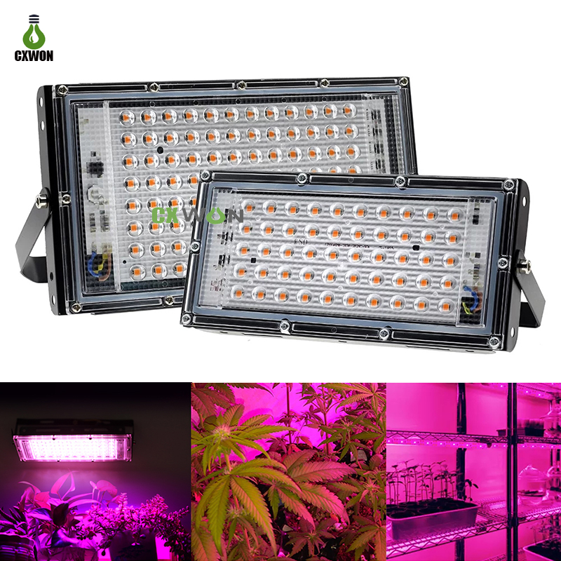 50 Вт 100 Вт светодиодные светильники 220 В фиолетовые фиолетовые светильники с заглушными растениями для парниковых гидропонных цветочных посева