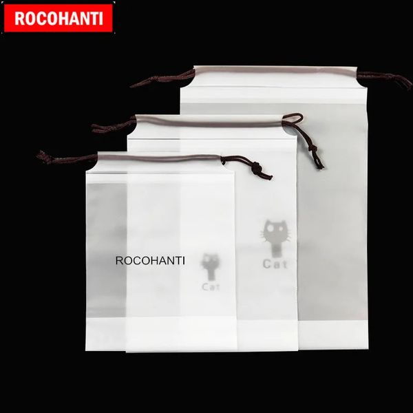 50x sac de rangement à cordon transparent en plastique étanche personnalisé pour chaussures de voyage et vêtements pochette d'emballage cadeau cosmétique 240327