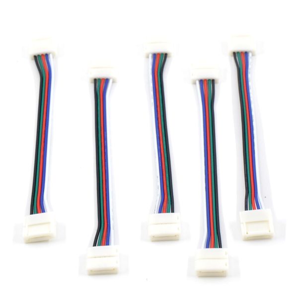 Câble de connecteur à souder gratuit, 50x, 5 broches, 6 broches, 12mm de largeur, pour bande LED 5050 RGBW RGBWW, câble un côté et double face de 15cm
