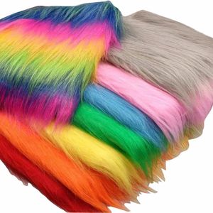 50x170cm 12cm de long Pile Rainbow Couleur Imitation Collier de manteau Collier Performance Vêtements en peluche Tissu pour couverture patchwork Cosplay 240326