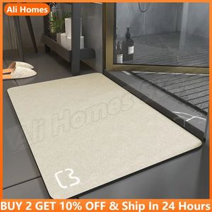 50x80cm Diatomaceous Salle de bain tapis de salle de bain Magique Magine de salle de bain Super absorbant Tapis de toilette Porte Pied Rubber Shower Risqueur 231221