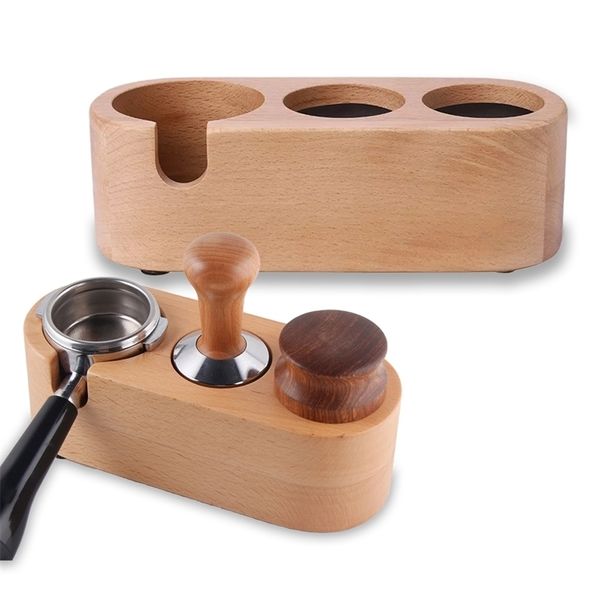 51/54/58MM Manual de madera Café Tamper Holder Mat Barista Espresso ing Latte Art Pen Accesorios 211008