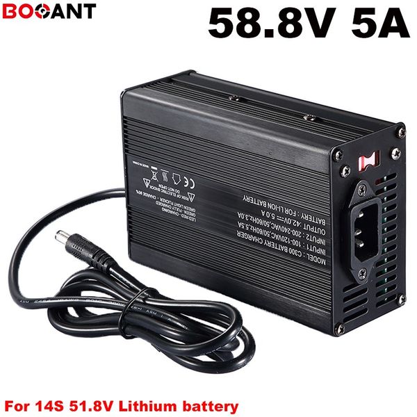 Chargeur de batterie au Lithium 51.8V, 58.8V, 5a, rapide, applicable à 14S 52V, pour vélo électrique, Scooter, batterie au Lithium, livraison gratuite DHL