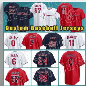 Gardiens 57 Shane Bieber 11 Jose Ramirez Baseball Maillots Eddie Rosario Josh Naylor Andres Gimenez Ricky Vaughn Emmanuel Clase Owen Miller Oscar Gonzalez Kwan