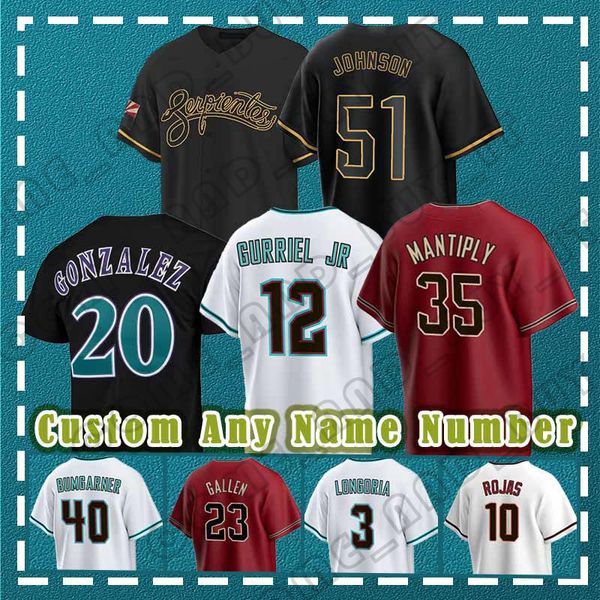 51 Randy Johnson 20 Luis González Jersey de béisbol Arizona Evan Longoria Kyle Lewis Emmanuel Rivera Lourdes Gurriel Jr Joe Mantiply Ketel Marte Thomas Josh Rojas