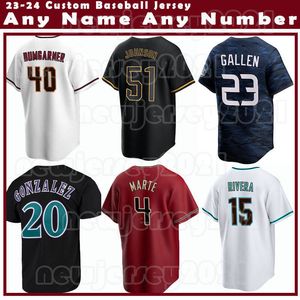 51 Randy Johnson honkbalshirt 23 Zac Gallen 20 Luis Gonzalez Diamondbacks 7 Corbin Carroll 1 Kyle Lewis Arizona Evan Longoria Joe Mantiply Lourdes Gurriel Jr Ruiz