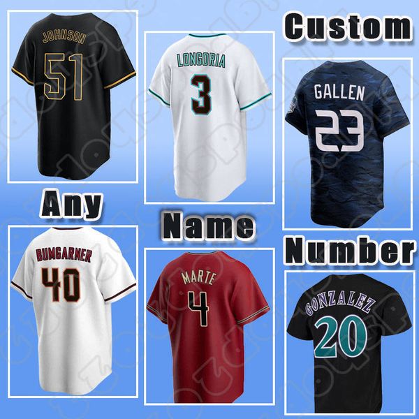 51 Randy Johnson Béisbol Corbin Carroll Jersey 20 Luis González Zac Gallen Ketel Marte Lourdes Gurriel Jr. Eduardo Rodríguez Kyle Lewis Evan Longoria Arizona Rivera