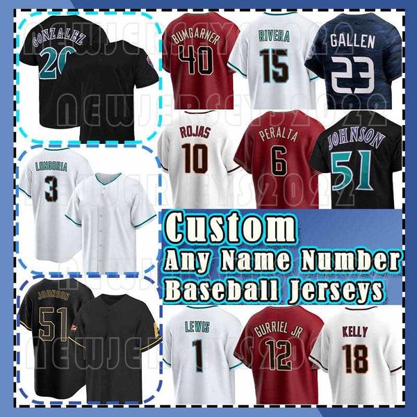 51 Camiseta de béisbol Randy Johnson 20 Luis Gonzalez Mesh 23 Zac Gallen 7 Corbin Carroll 1 Kyle Lewis 3 Evan Longoria 35 Joe Mantiply 12 Lourdes Gurriel Jr.24 Kyle Nelson