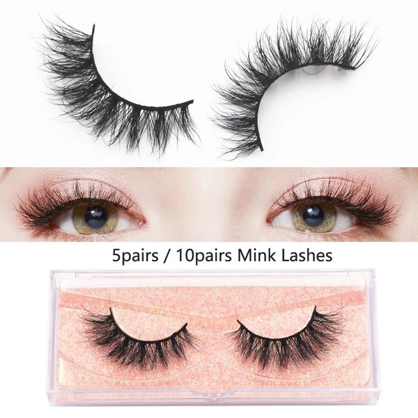 510 paires de cils de vison 3D cils en gros naturel vaporeux maquillage faux cils bande complète 240126