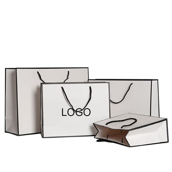 510 pièces cadeau personnalisé papier emballage sac artisanat emballage personnalisation entreprise Shopping vêtements paquet Kraft sacs 220704