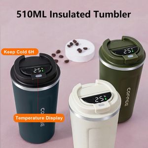 510 ml Thermos Coffee Mok Roestvrij staal Cup Temperatuurdisplay Vacuüm Flask Thermische tuimelaar Geïsoleerde waterfles 240415