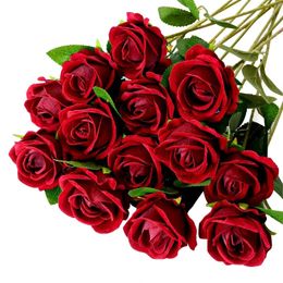 510pcs Beautiful Velve Artificial Rose Flowers Mariage Home Decor Long Bouquet Arrange Fake Plant Saint Valentin Présent 240422