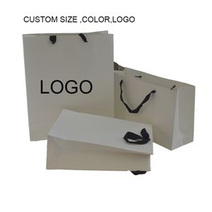 510 pièces petit cadeau s poignée d'emballage papier réutilisable Shopping Eco pliable épais blanc présent sac avec personnalisé 220704