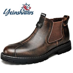 511 en cuir authentique Vintage de qualité pour hommes Slip d'hiver sur chaussures de mode masculine mâle Boots de neige chauds hommes 231018 un fshi