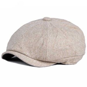 511U 511U Berets HT3855 Berets Herfst Winter pet voor mannen Dikke Warm achthoekige krantenkap Retro -kunstenaar Beret Hat Ivy Flat Beret Cap D240418