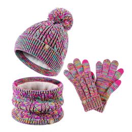 Chapeau chaud d'hiver pour enfants de 512 ans, écharpe, gant, ensemble de trois pièces avec tricot pelucheux et épais, 231225