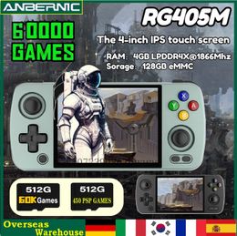 ANBERNIC – Console de jeu portable avec écran IPS de 4 pouces, système Android 12, RG405M, 512 go, Unisoc Tiger T618, 70000 jeux, 240111