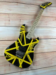 Guitarra elétrica 5150, corpo de amieiro importado, escala de bordo canadense, assinatura, listras clássicas amarelas e brancas, embalagem relâmpago