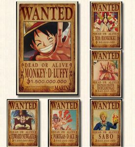 Autocollants muraux en papier Vintage, 515x36cm, décoration de maison, affiches de recherche une pièce, affiches d'anime Luffy Chopper Wanted7109102