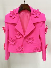 518 XXL 2023 Runway Brand SAme Style Cappotto Manica lunga Risvolto Collo Bottone Poliestere rosa Moda casual Abbigliamento da donna di lusso oulaidi