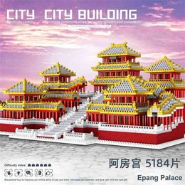5184 stks Lezi Mini blokken Chinese stijl architectuur kasteel gebouw bakstenen kinderen speelgoed voor kinderen geschenken meisje aanwezig 8019 y220214