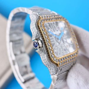 51C1 Diamond Hollow Out Horloge Heren quartz uurwerk horloge 39,8 mm met diamanten bezaaide stalen armband Lichtgevend horloge Montre de Luxe73OH