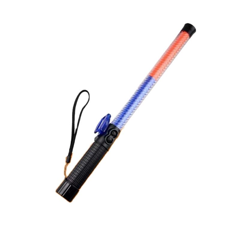 51cm LED Traffic Batons Light Rechargeable Red Blue Double Color Whistle Warning Lighting Bar