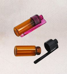 51mm36mm Bouteille en verre Snuff Snorter Distributeur Portable Bullet Snorter Flacon en plastique boîte à pilules avec cuillère multiple co9132210